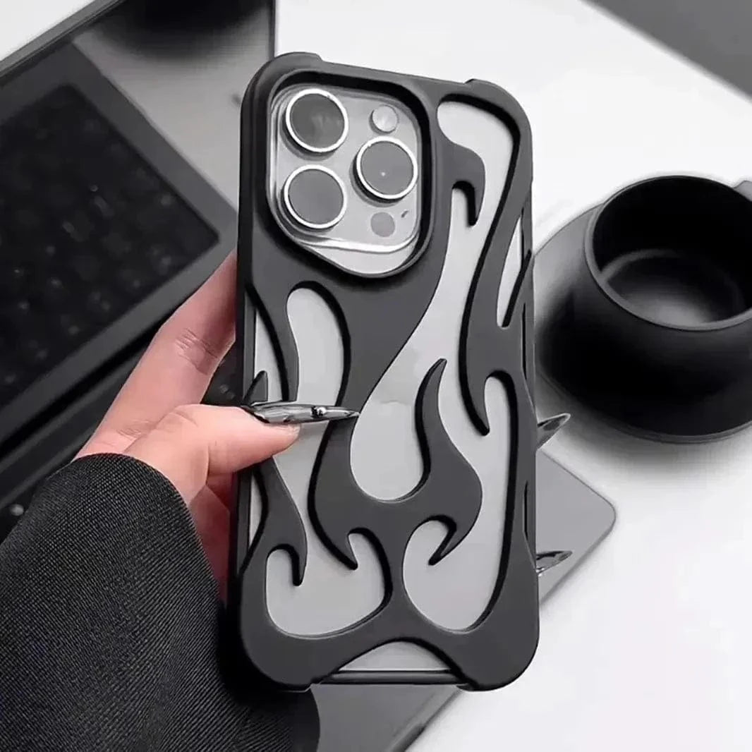 Hollow Flame Soft Case for iPhone 15 Pro iPhone 15 Pro / Matte / Black - Ktusu
