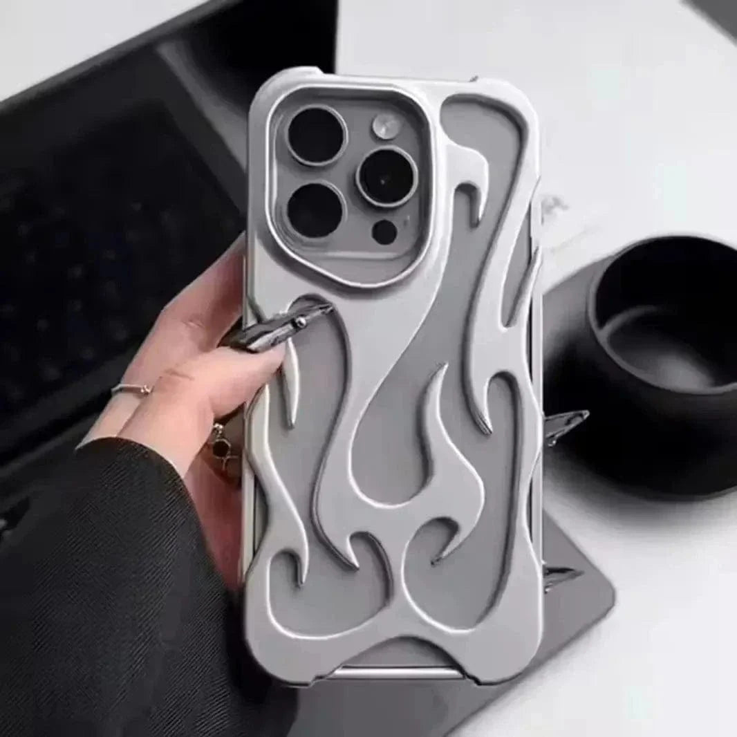 Hollow Flame Soft Case for iPhone 15 Pro iPhone 15 Pro / Matte / Silver - Ktusu