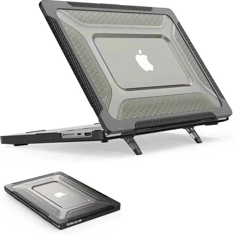 Honeycomb Kickstand TPU Bumper Hard Shell Cover for MacBook Air 13 M2 (2022) | 13 M3 (2024) (13.6-inch) Air 13 M2 (2022) | 13 M3 (2024) (13.6-inch) / Smoke Black - Ktusu