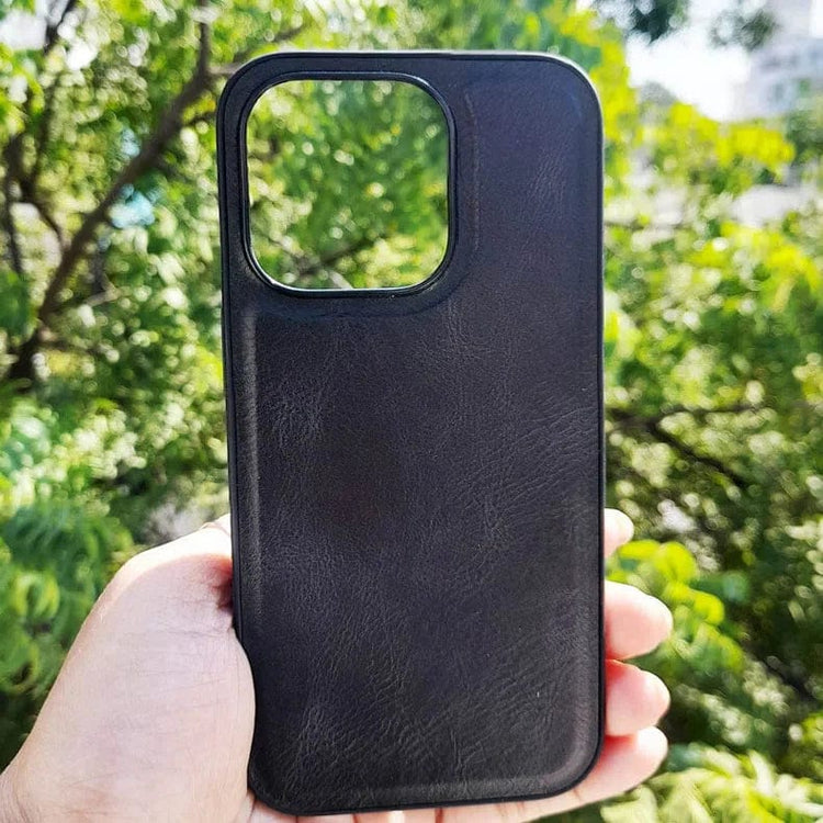 Huanmin Leather Texture Hard Case for iPhone 14 Plus iPhone 14 Plus / Black - Ktusu