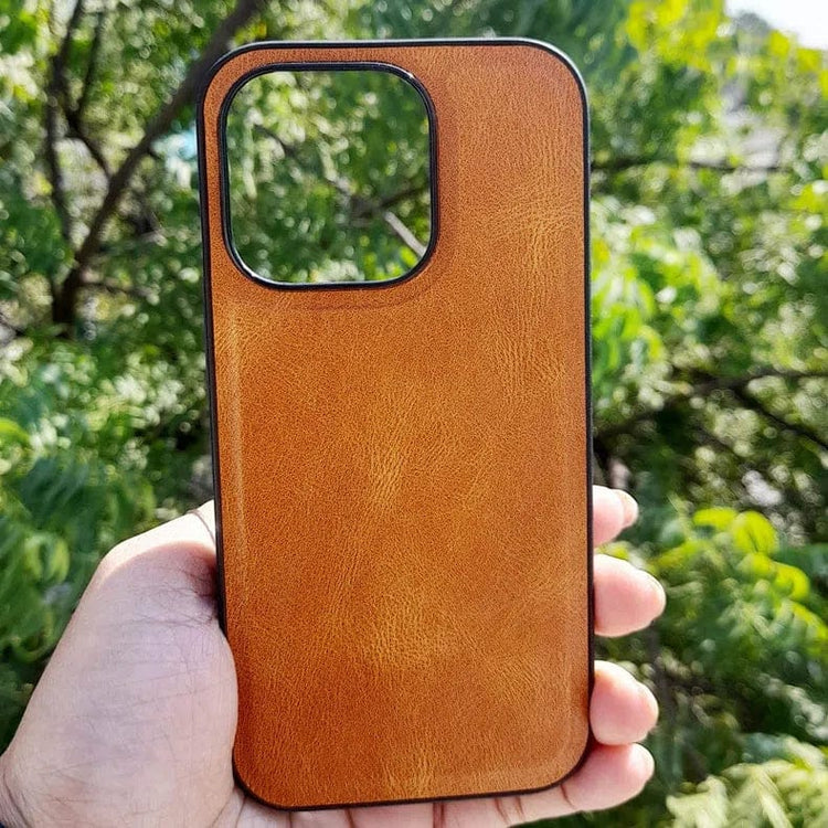 Huanmin Leather Texture Hard Case for iPhone 14 Plus iPhone 14 Plus / Brown - Ktusu
