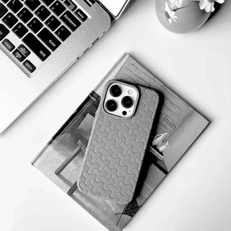 Interlocking Pattern Soft TPU Matte Case for iPhone 14 iPhone 14 / Grey - Ktusu