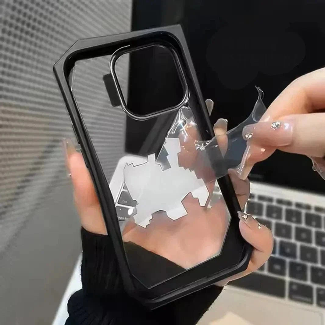 Irregular Border Back Clear Hard Case for iPhone 16 - Ktusu