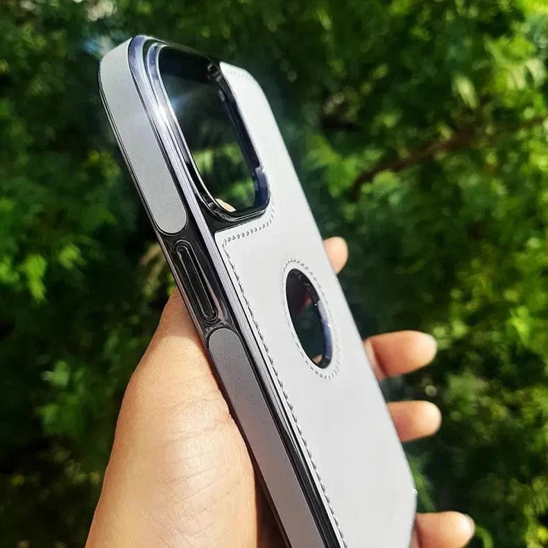 Ishock PU Leather Electroplating Chrome With Logo Cut Case for iPhone 16 Plus - Ktusu
