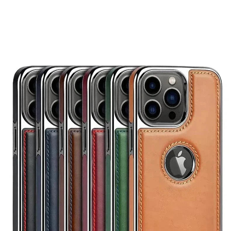 Ishock PU Leather Electroplating Chrome With Logo Cut Case for iPhone 16 Plus - Ktusu
