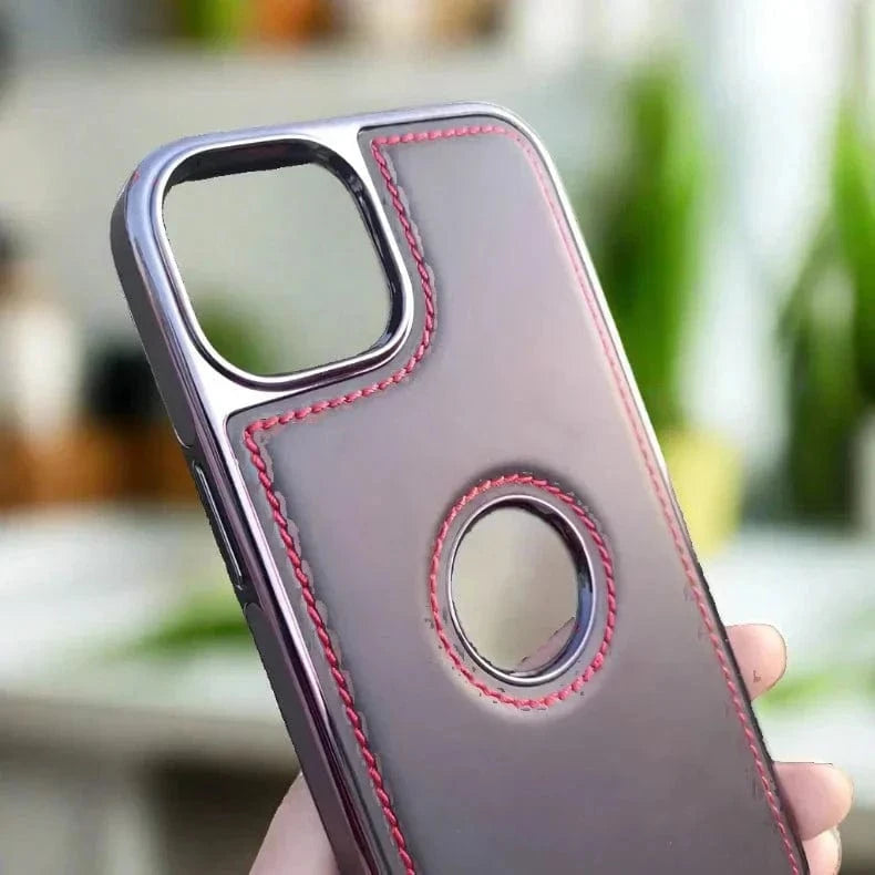 Ishock PU Leather Electroplating Chrome With Logo Cut Case for iPhone 16 Plus - Ktusu