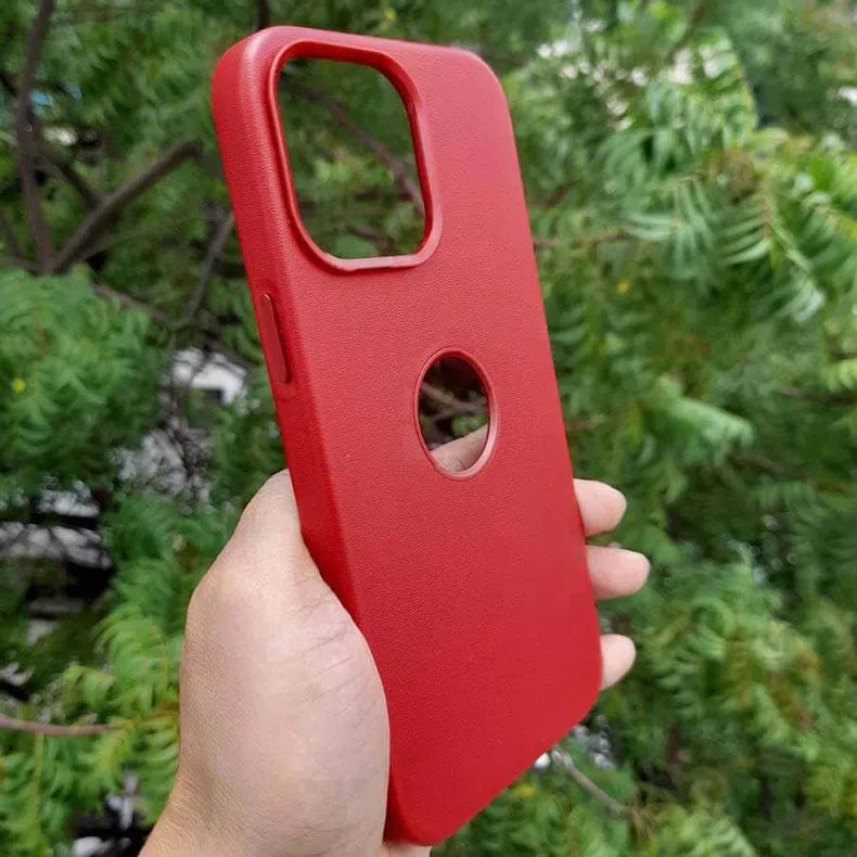 Leather Texture Case With Logo Cut Hard Case for iPhone 14 Pro - Ktusu