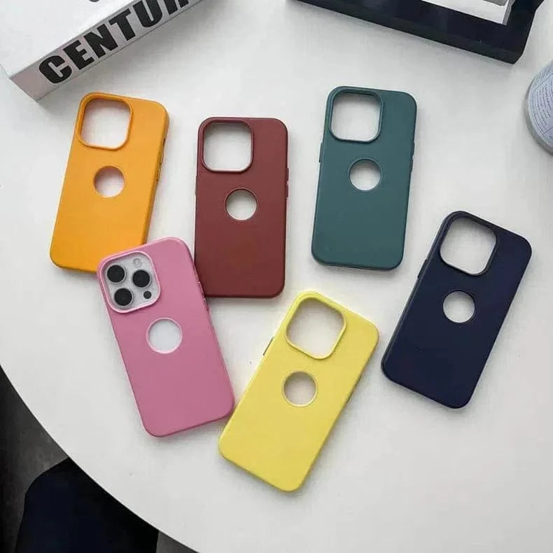 Leather Texture Case With Logo Cut Hard Case for iPhone 14 Pro - Ktusu