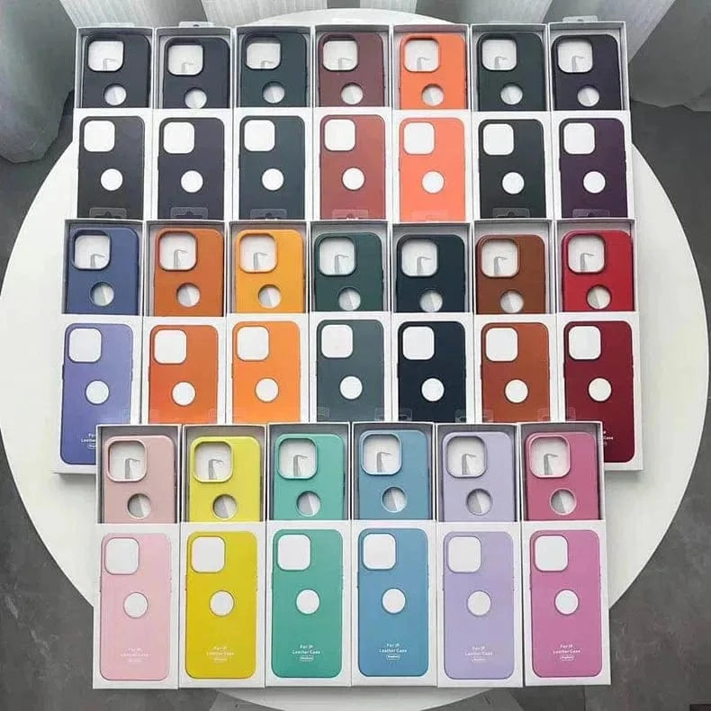 Leather Texture Case With Logo Cut Hard Case for iPhone 14 Pro - Ktusu