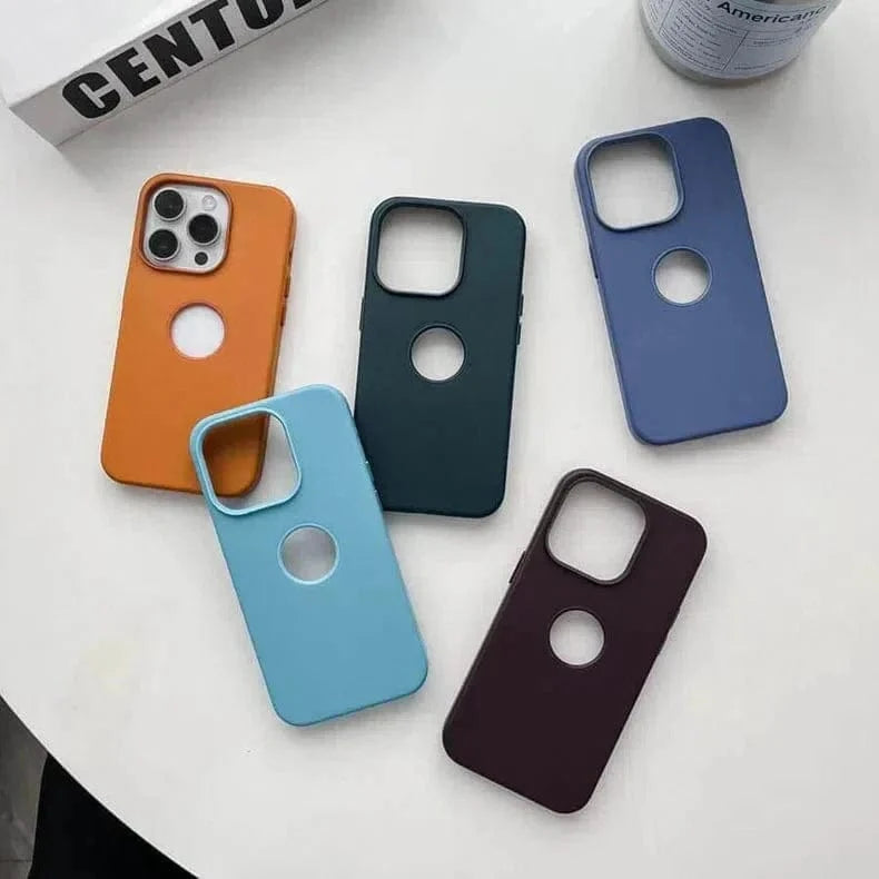 Leather Texture Case With Logo Cut Hard Case for iPhone 14 Pro - Ktusu