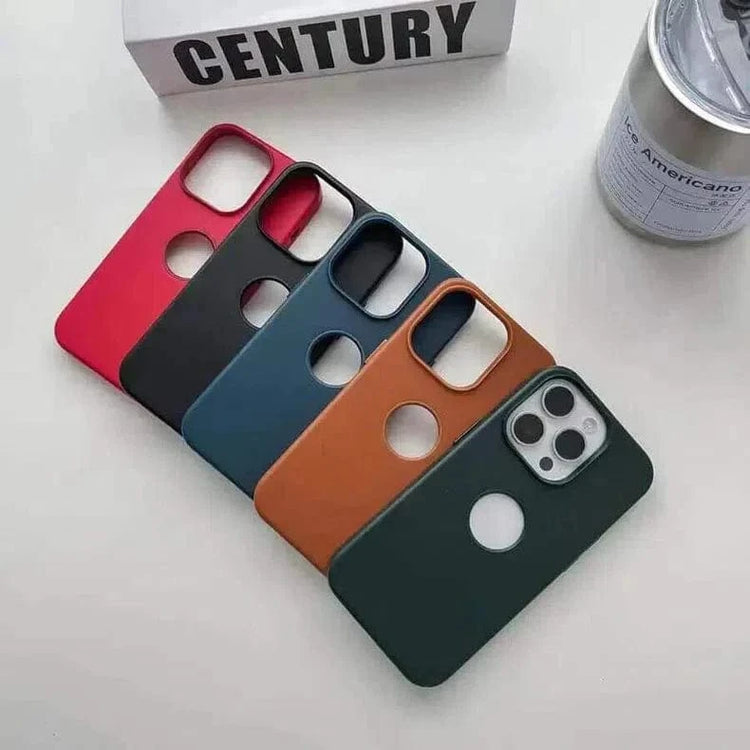 Leather Texture Case With Logo Cut Hard Case for iPhone 14 Pro iPhone 14 Pro / Lavender - Ktusu