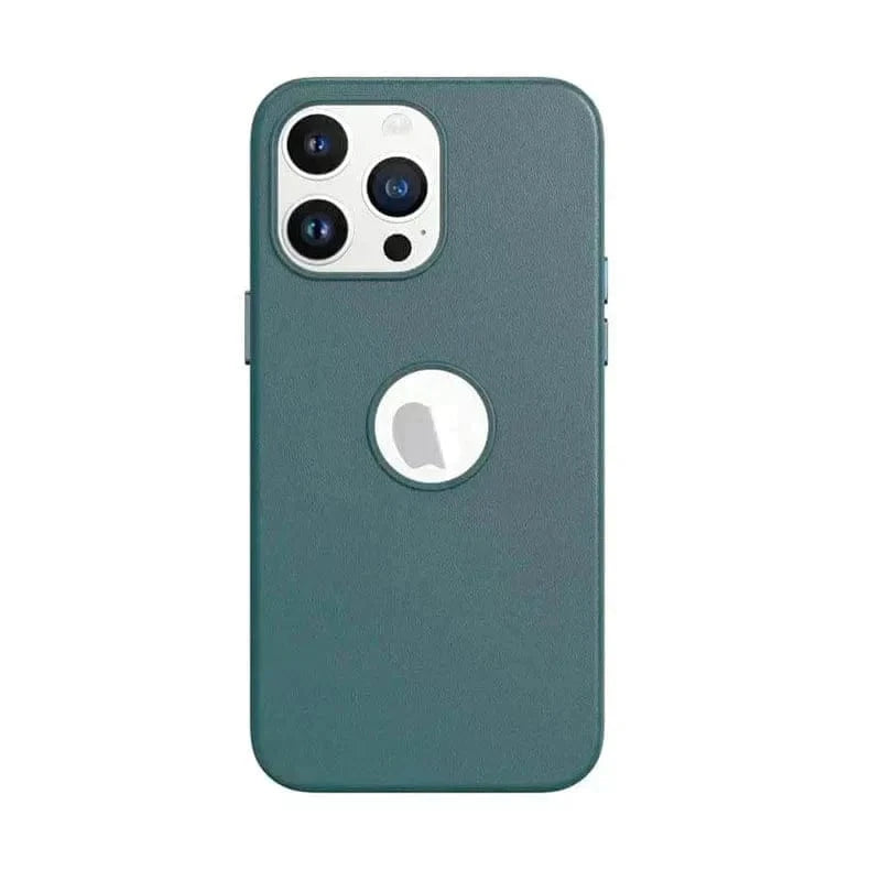 Leather Texture Case With Logo Cut Hard Case for iPhone 14 Pro iPhone 14 Pro / Alpine Green - Ktusu