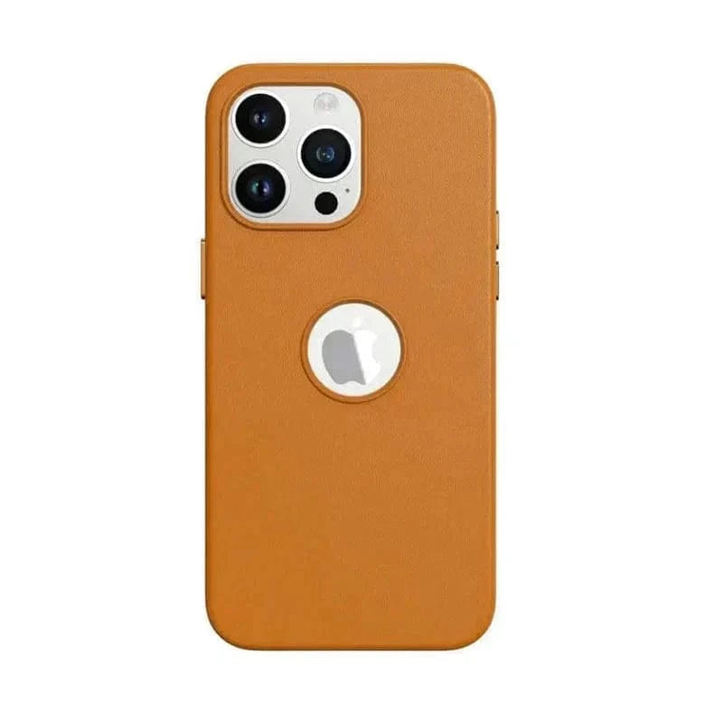 Leather Texture Case With Logo Cut Hard Case for iPhone 14 Pro iPhone 14 Pro / Brown3 - Ktusu