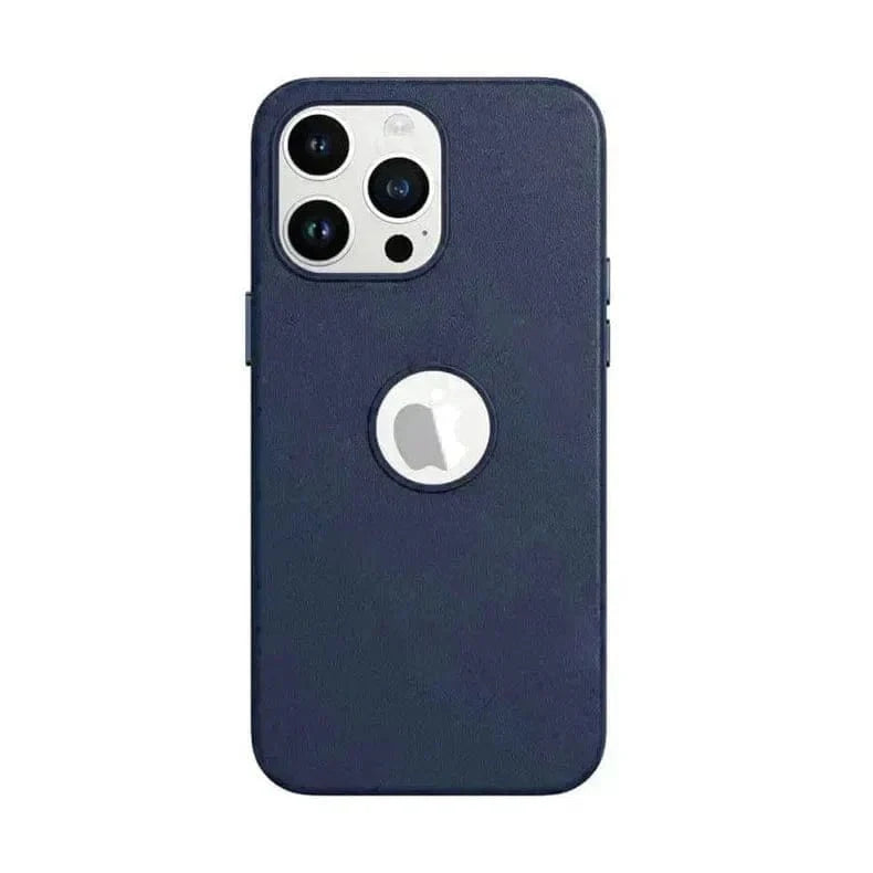 Leather Texture Case With Logo Cut Hard Case for iPhone 14 Pro iPhone 14 Pro / Co Blue - Ktusu