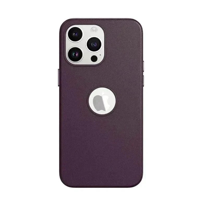 Leather Texture Case With Logo Cut Hard Case for iPhone 14 Pro iPhone 14 Pro / Deep Purple - Ktusu