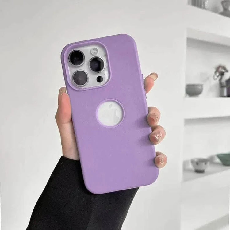 Leather Texture Case With Logo Cut Hard Case for iPhone 14 Pro iPhone 14 Pro / Lavender - Ktusu