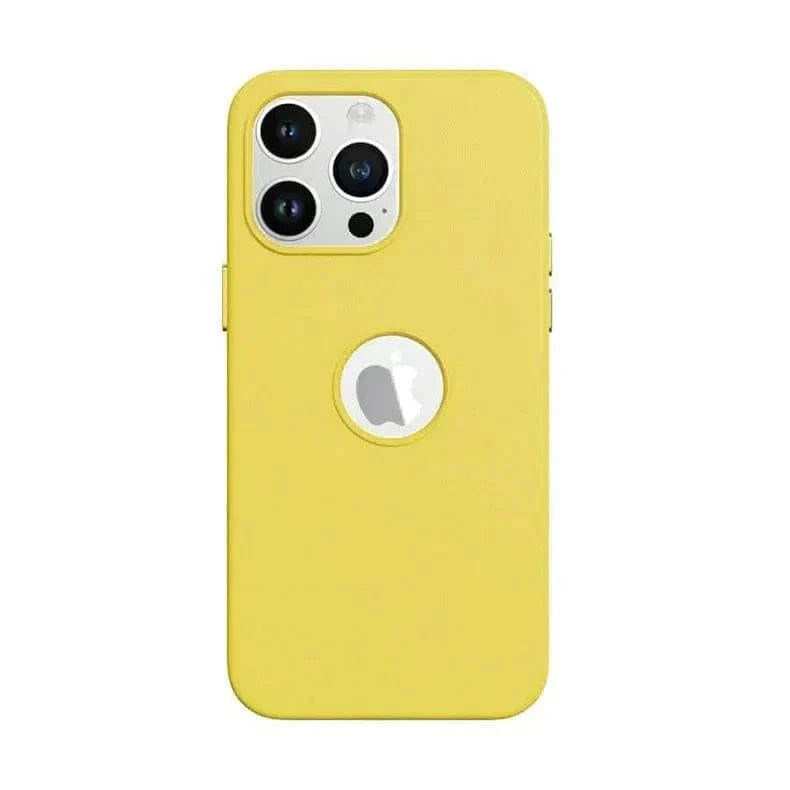 Leather Texture Case With Logo Cut Hard Case for iPhone 14 Pro iPhone 14 Pro / Lemon Yellow - Ktusu