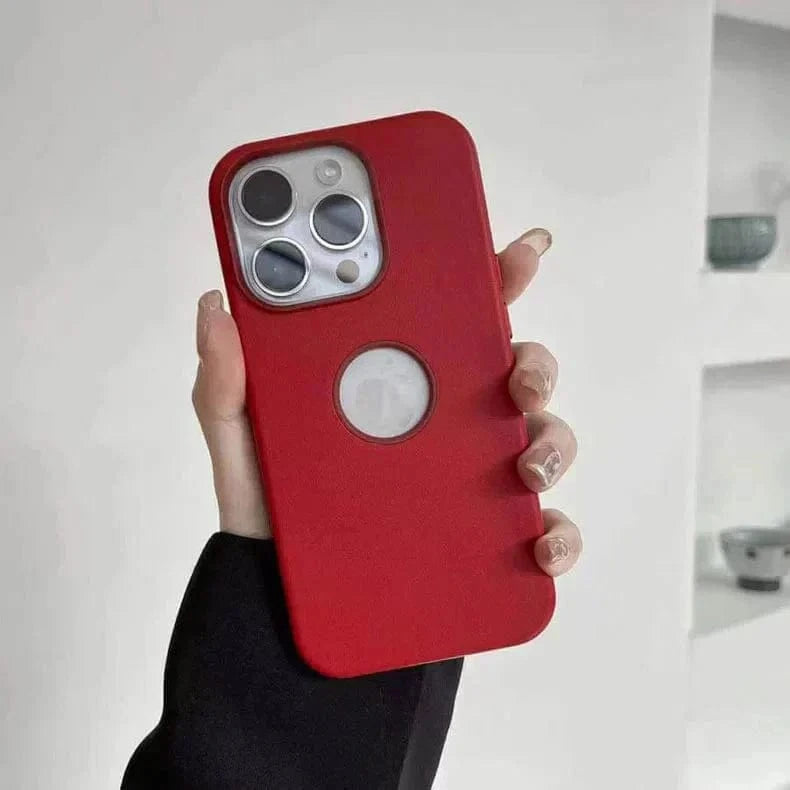 Leather Texture Case With Logo Cut Hard Case for iPhone 14 Pro iPhone 14 Pro / Red - Ktusu