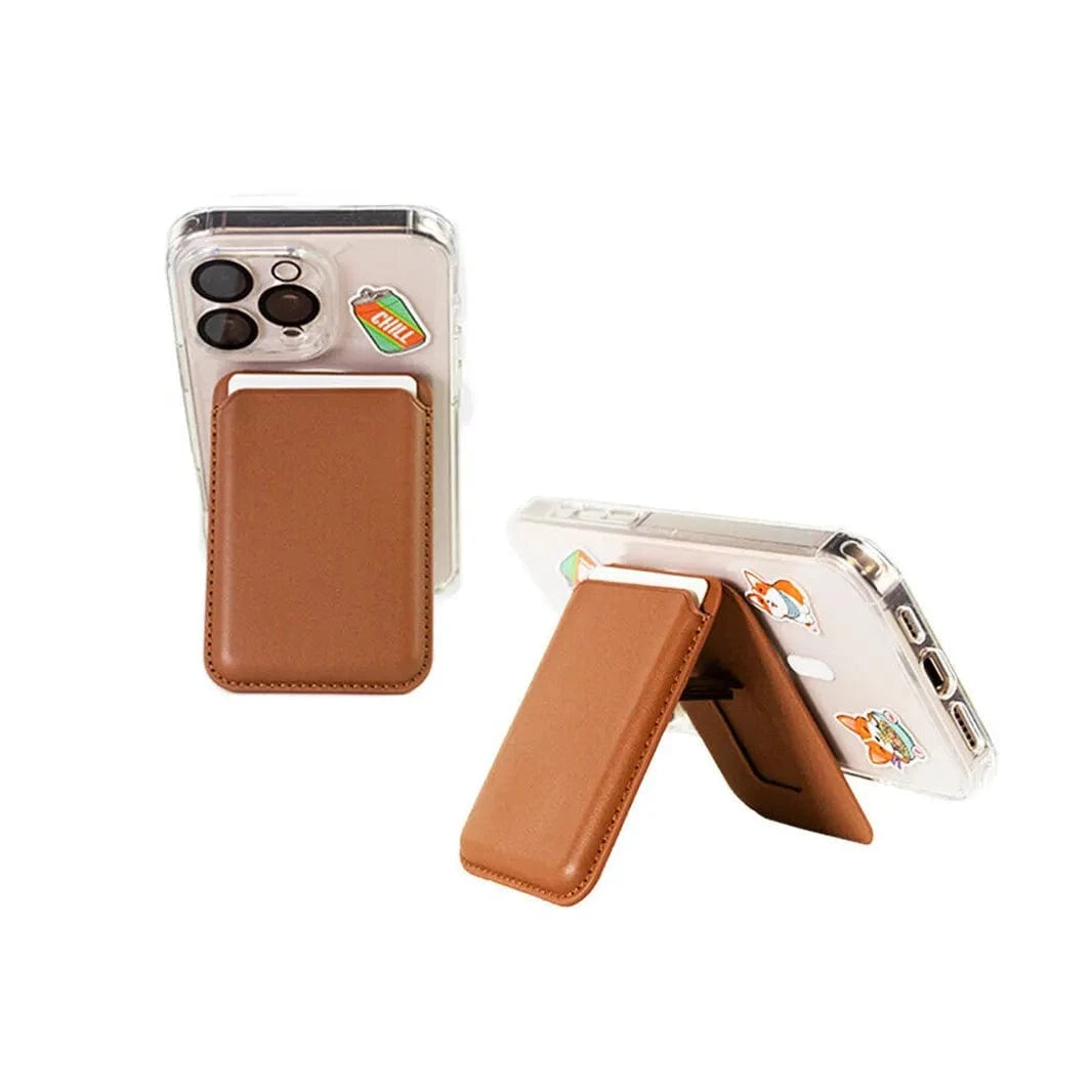 Leather Texture Hidden Stand MagSafe Card Wallet for iPhone - Ktusu
