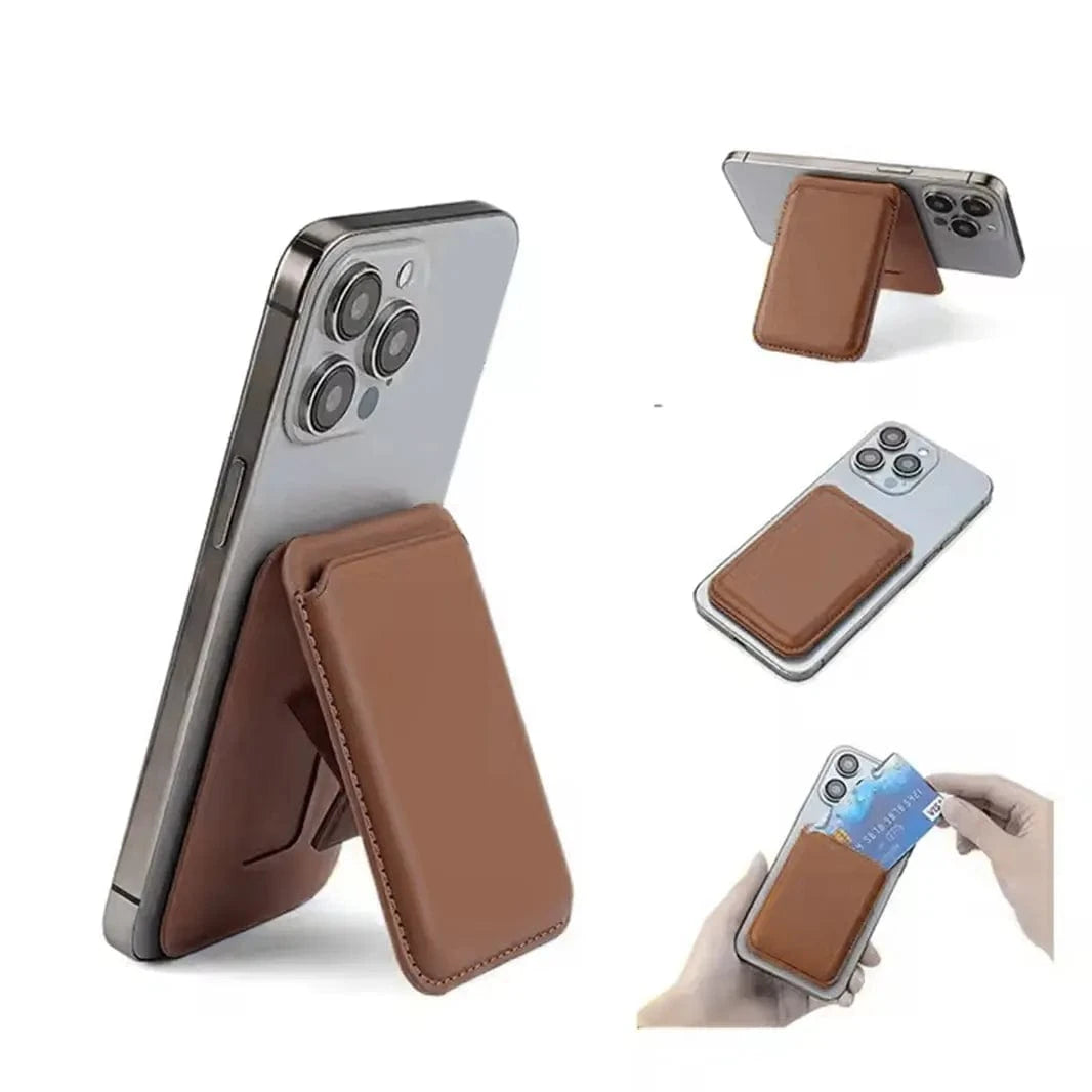 Leather Texture Hidden Stand MagSafe Card Wallet for iPhone - Ktusu
