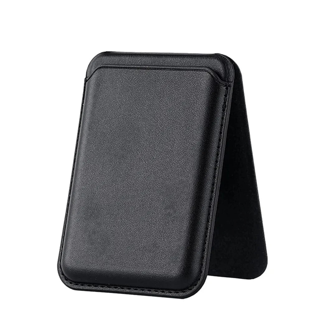 Leather Texture Hidden Stand MagSafe Card Wallet for iPhone Black - Ktusu