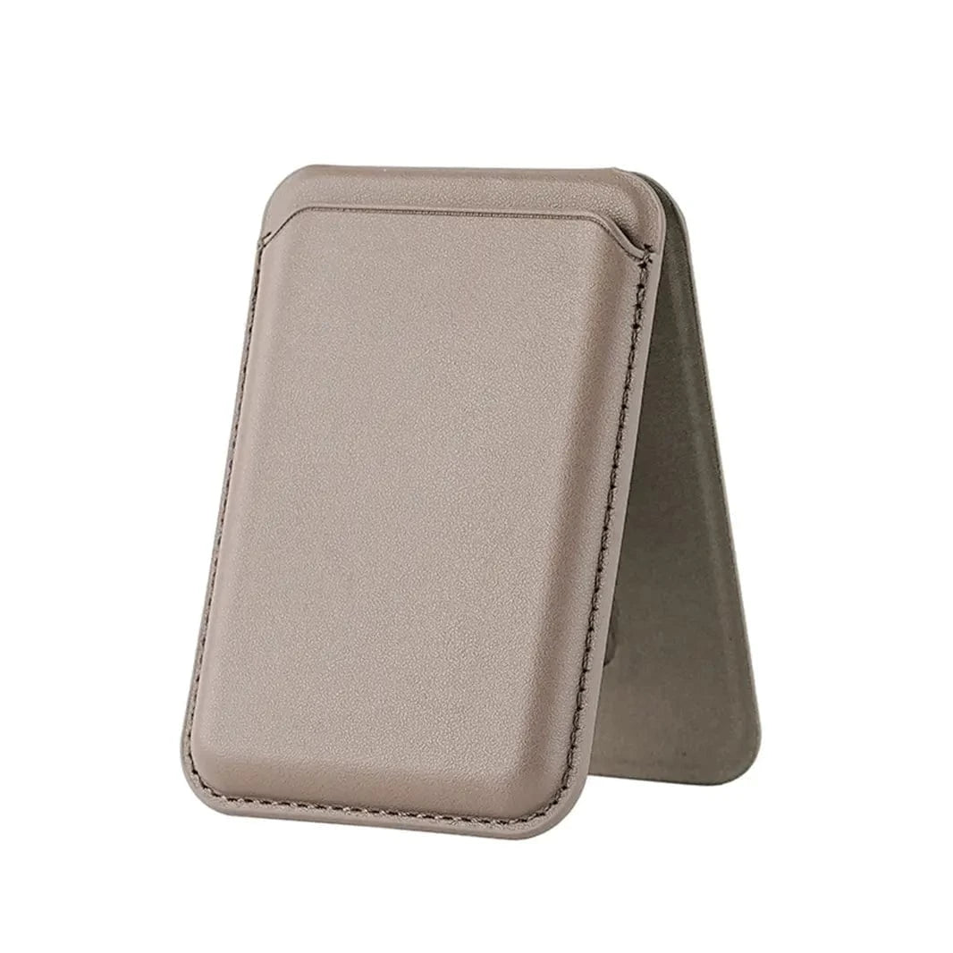 Leather Texture Hidden Stand MagSafe Card Wallet for iPhone Stone Brown - Ktusu