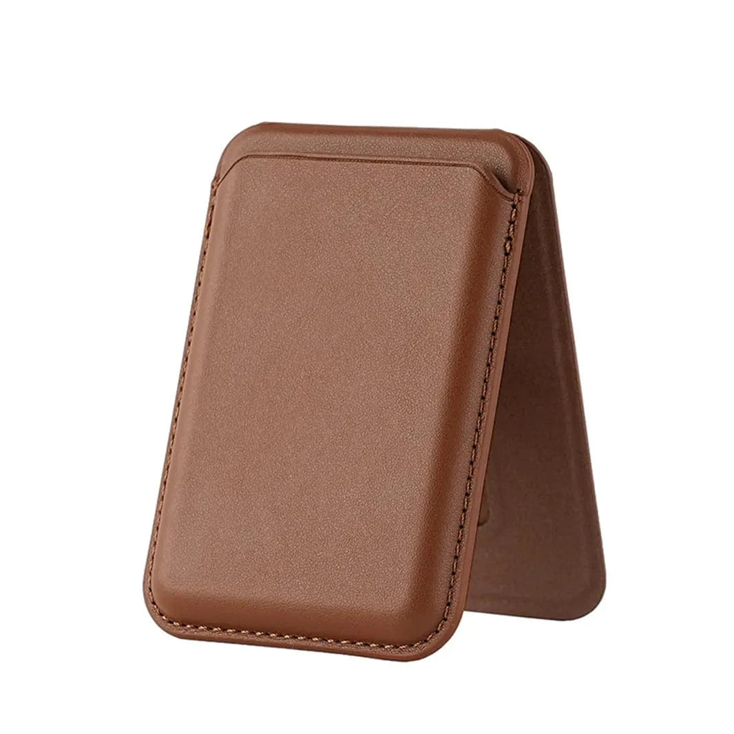 Leather Texture Hidden Stand MagSafe Card Wallet for iPhone Tan Brown - Ktusu