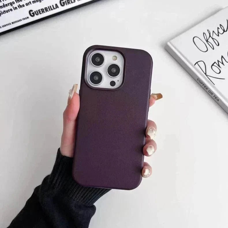 Leather Texture Magsafe Hard Case for iPhone 14 Plus iPhone 14 Plus / Deep Purple / with magsafe - Ktusu