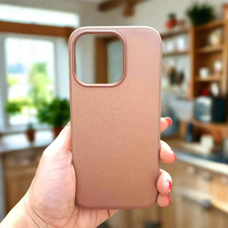Leather Textuure Metal Button Magsafe Case for iPhone 16 iPhone 16 / desert titanium / with magsafe - Ktusu