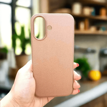 Leather Textuure Metal Button Magsafe Case for iPhone 16 Plus iPhone 16 Plus / Desert Titanium / with magsafe - Ktusu