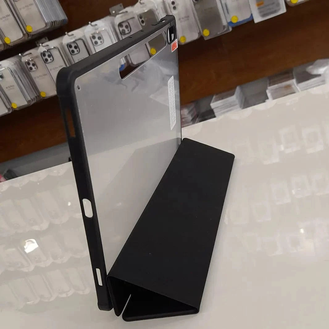 Leather Trifold Stand Transparent Cover for Samsung Tab S9 Plus | Tab S9 FE Plus Samsung Tab S8 Plus | Tab S9 Plus | Tab S9 FE Plus | Tab S10 Plus / Black - Ktusu
