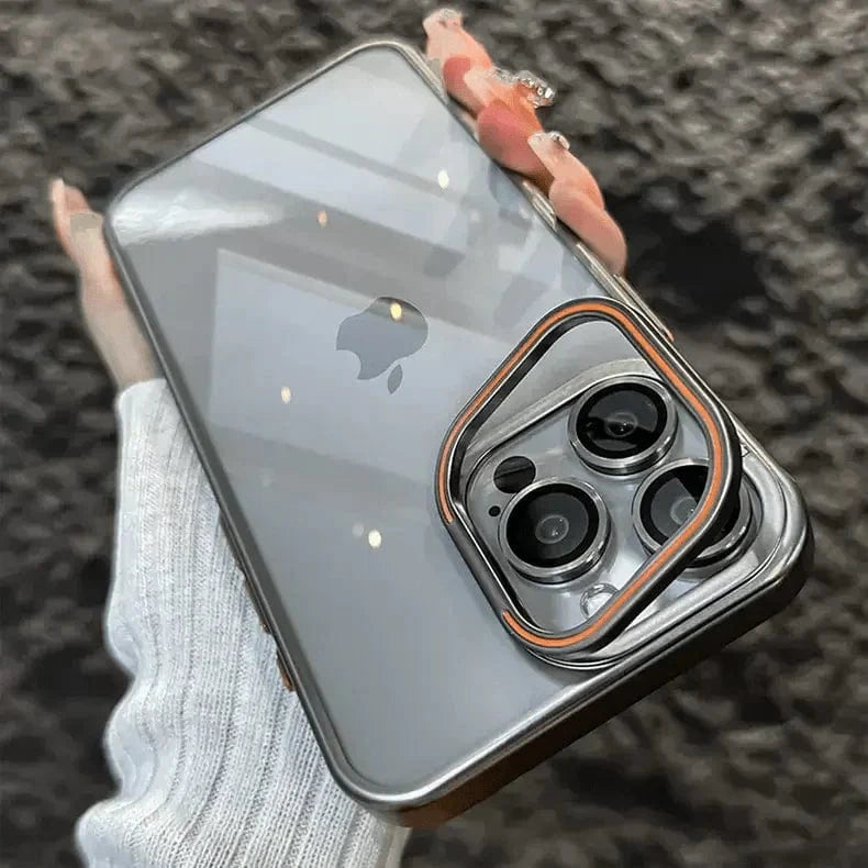 Lens Bracket Kickstand Function Hard Case for iPhone 15 Pro iPhone 15 Pro / Titanium Grey - Ktusu