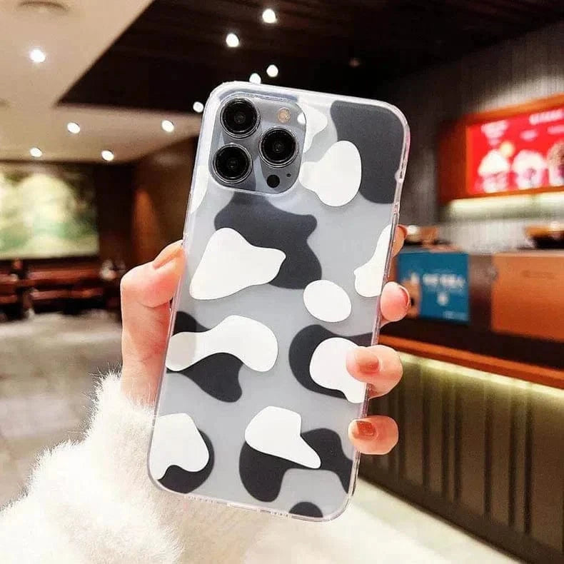 Leopard Print Sleek Matte Hard Case for iPhone 14 Pro Max iPhone 14 Pro Max / black white - Ktusu
