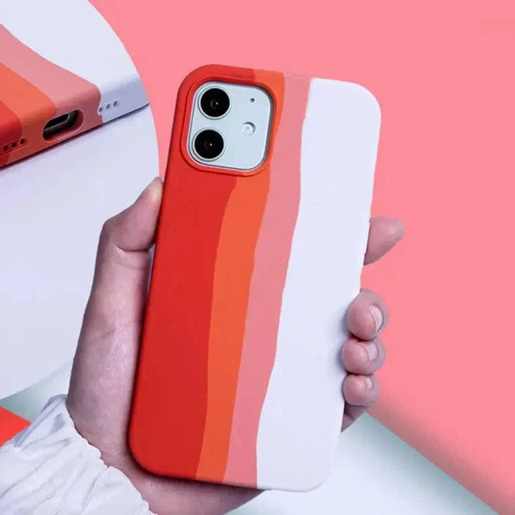 Liquid Silicone Rainbow Case for iPhone 12 Pro Max iPhone 12 Pro Max / Orange - Ktusu