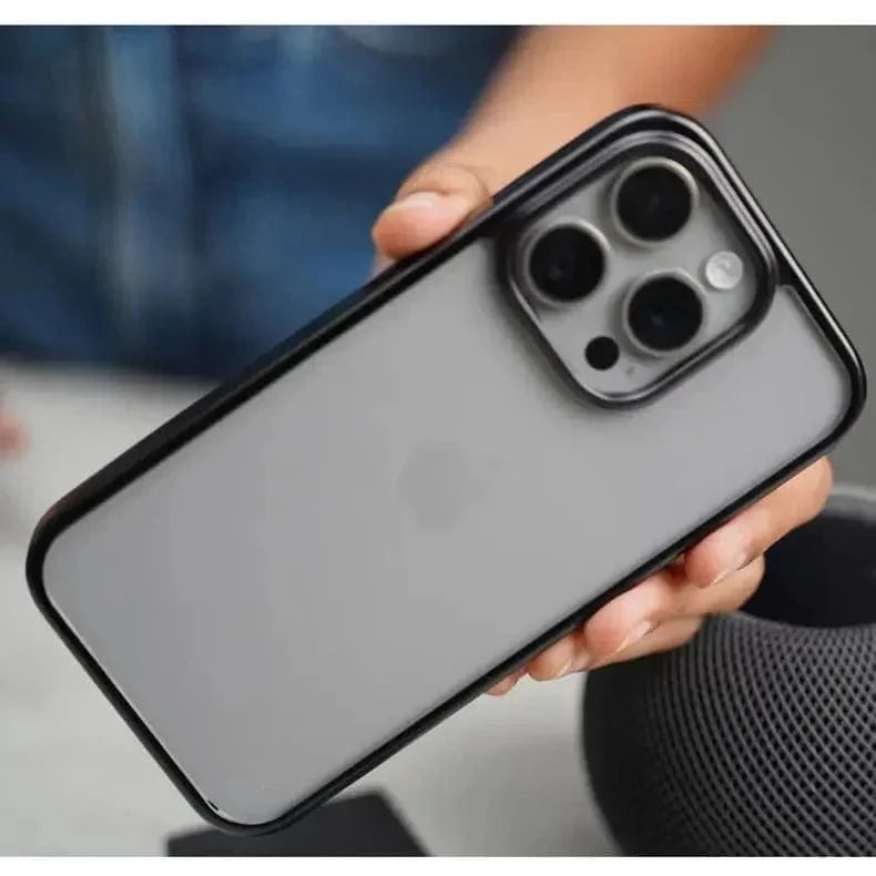 Lusterless Soft Frame Hard Transparent Case for iPhone 15 Pro Max iPhone 15 Pro Max / Black - Ktusu