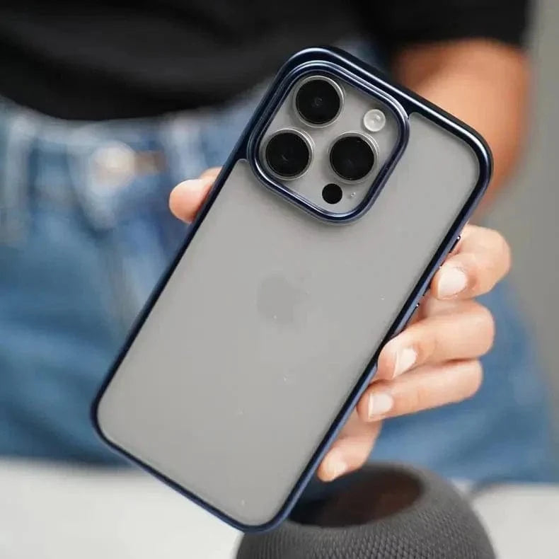 Lusterless Soft Frame Hard Transparent Case for iPhone 15 Pro Max iPhone 15 Pro Max / Blue - Ktusu