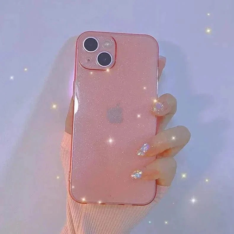 Luxury Shiny Glitter Clear Hard Case for iPhone 12 iPhone 12 / Pink - Ktusu