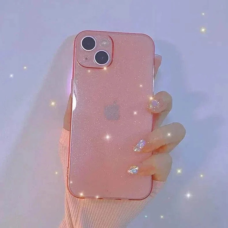Luxury Shiny Glitter Clear Hard Case for iPhone 14 Pro iPhone 14 Pro / Pink - Ktusu