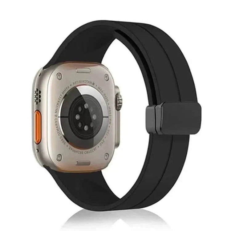 Magnetic D-Buckle Silicone Band for Apple Watch 42 | 44 | 45 | Ultra 49 | 46mm S10 42 | 44 | 45 | Ultra 49 | 46mm S10 / Black - Ktusu