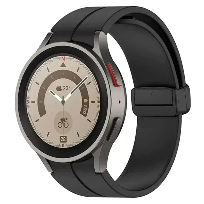 Magnetic D-Buckle Silicone Band for Samsung Watch4 | 5 | 6 | 7 Watch4 | 5 | 6 | 7 / Black - Ktusu