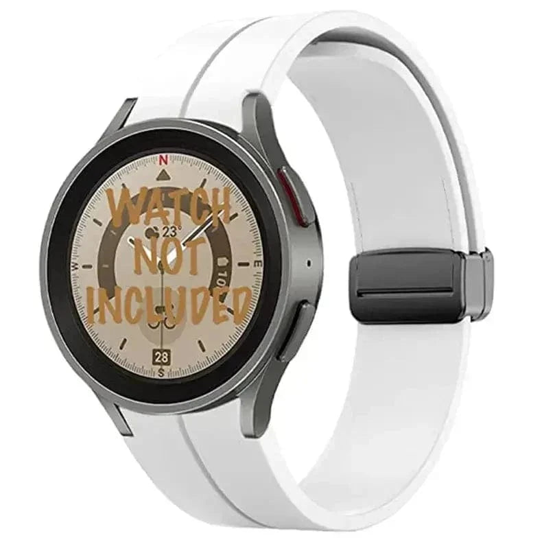 Magnetic D-Buckle Silicone Band for Samsung Watch4 | 5 | 6 | 7 Watch4 | 5 | 6 | 7 / White - Ktusu