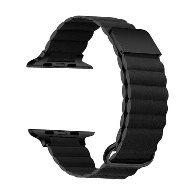 Magnetic Leather Texture Band for Apple Watch 42 | 44 | 45 | Ultra 49 | 46mm S10 42 | 44 | 45 | Ultra 49 | 46mm S10 / Black - Ktusu