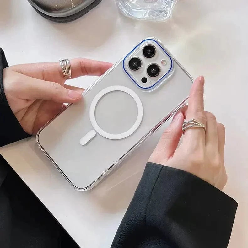 Magnetic Shield With Magsafe Clear Case for iPhone 15 Pro iPhone 15 Pro / Blue / with magsafe - Ktusu