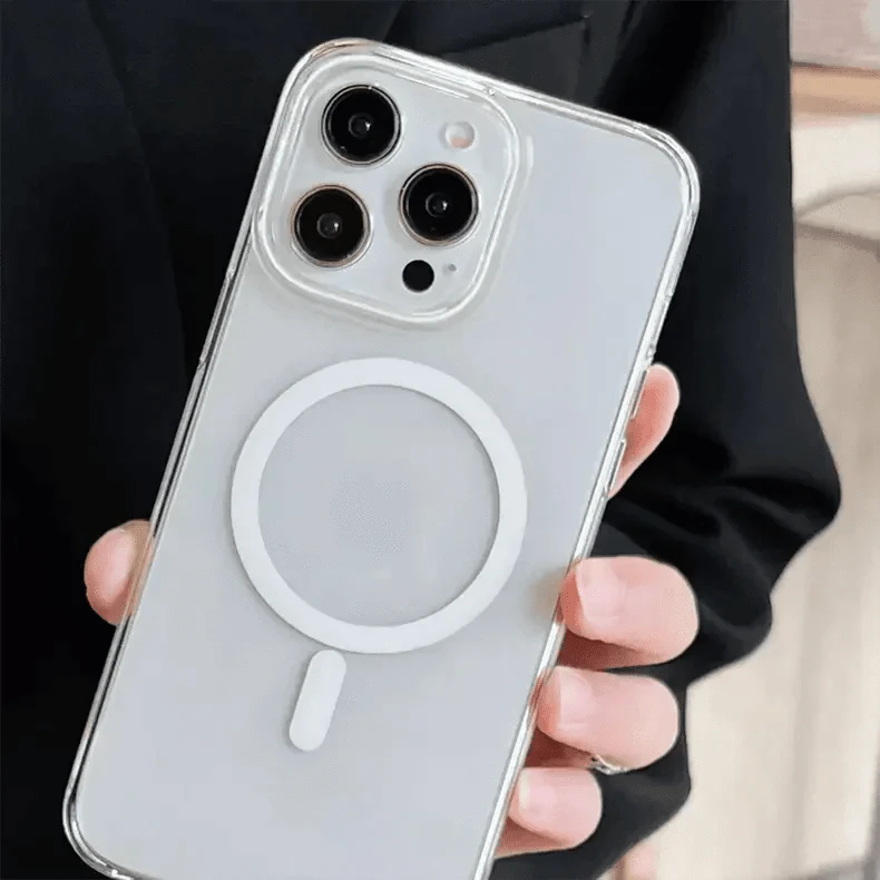 Magnetic Shield With Magsafe Clear Case for iPhone 15 Pro iPhone 15 Pro / White / with magsafe - Ktusu