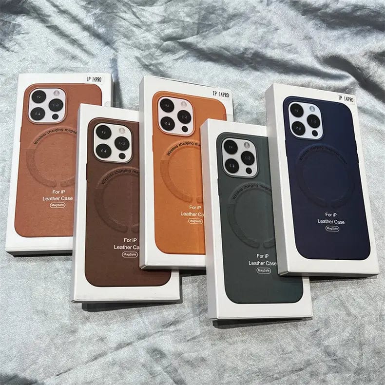 Magsafe PU Leather Magnetic Hard Case for iPhone 15 - Ktusu