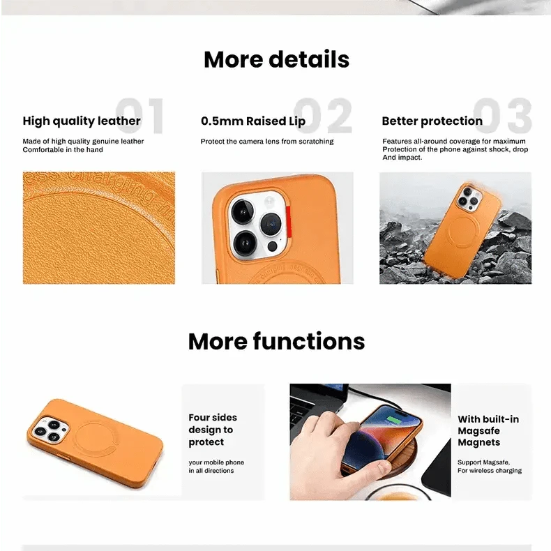 Magsafe PU Leather Magnetic Hard Case for iPhone 15 - Ktusu