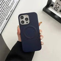 Magsafe PU Leather Magnetic Hard Case for iPhone 15 iPhone 15 / Midnight Blue / with magsafe - Ktusu