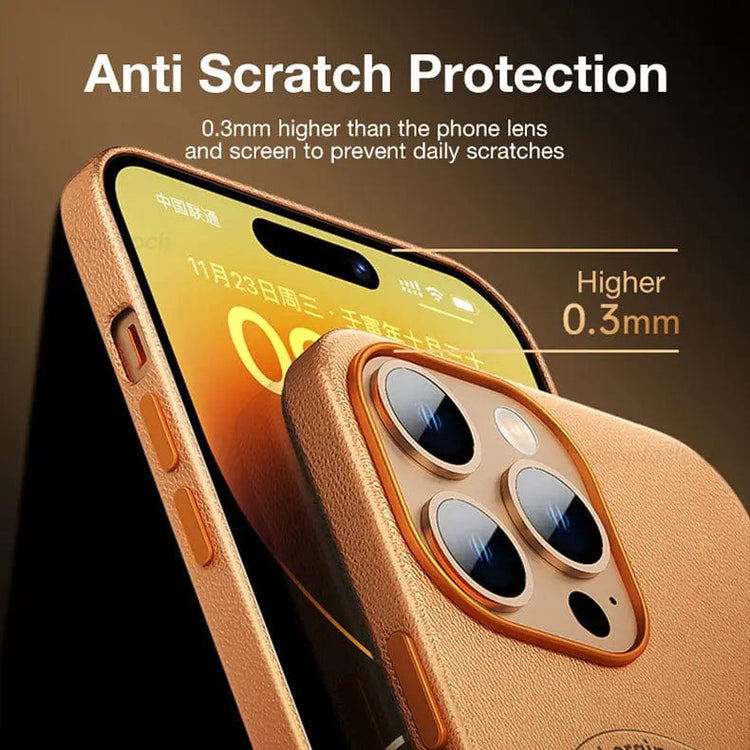 Magsafe PU Leather Magnetic Hard Case for iPhone 15 Plus iPhone 15 Plus / Tan Brown / with magsafe - Ktusu