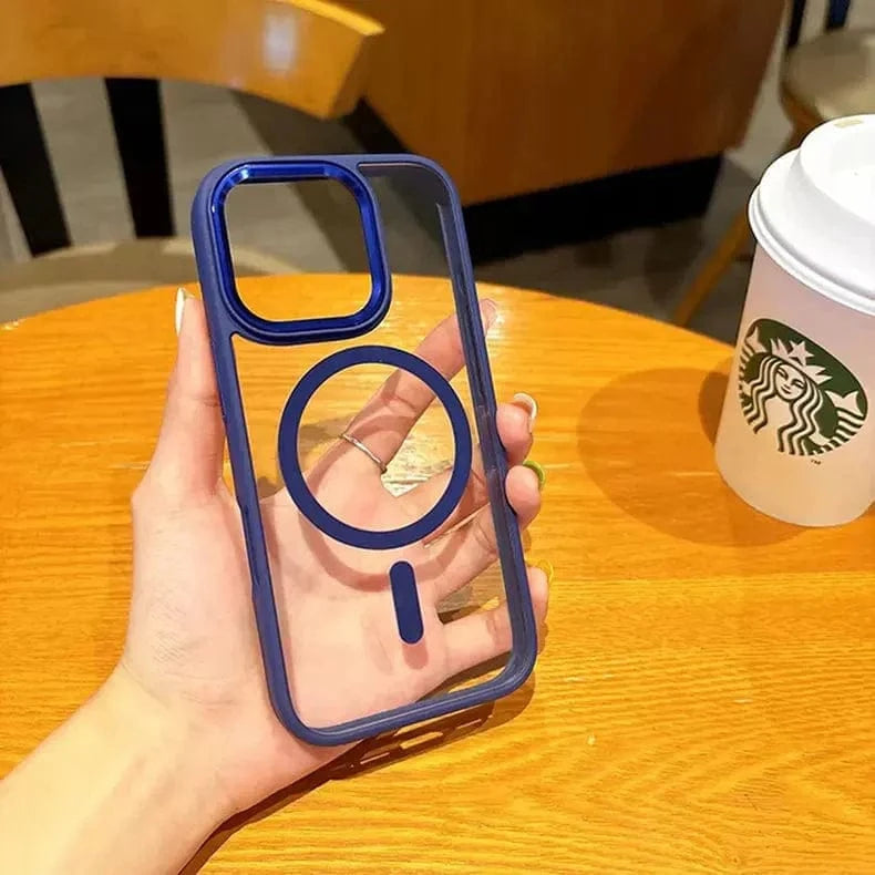 Metal Keys Magsafe Hard Back Soft Edge Case for iPhone 16 Pro Max iPhone 16 Pro Max / with magsafe / Midnight Blue - Ktusu
