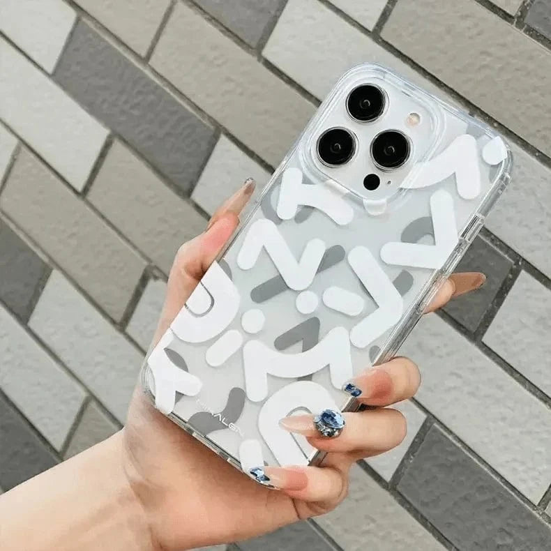 Mikalen Graffiti Letter Print Soft Edge Hard Case for iPhone 14 iPhone 14 / White - Ktusu